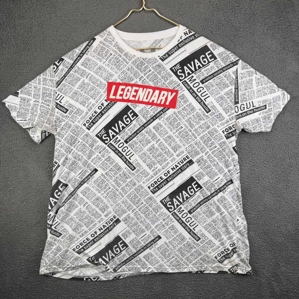 Hustle Gang Legendary Newspaper Print Graphic T-Shirt Mens‎ 4XL Savage